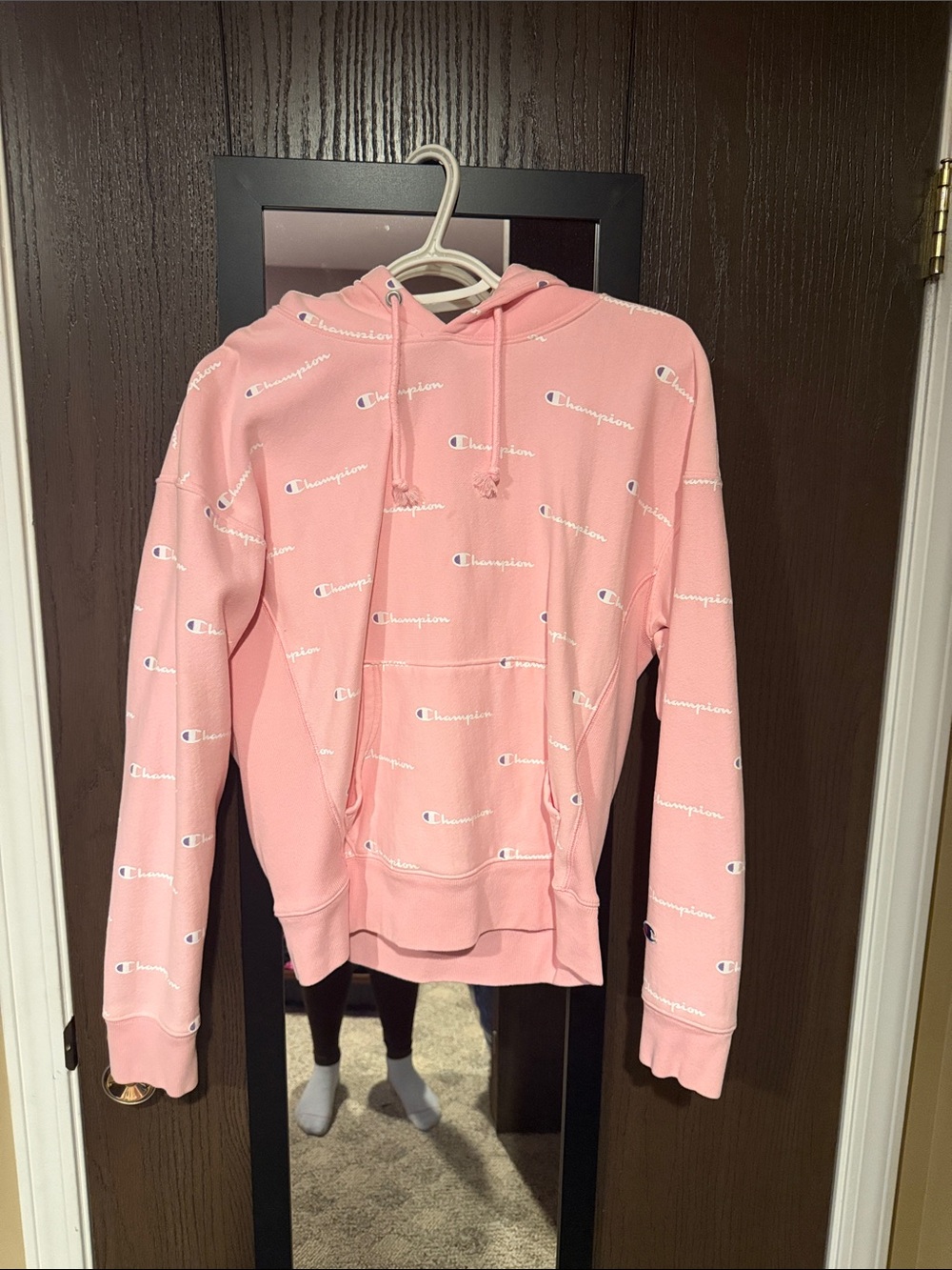 Champion Pink Logo-Print Pullover Hoodie